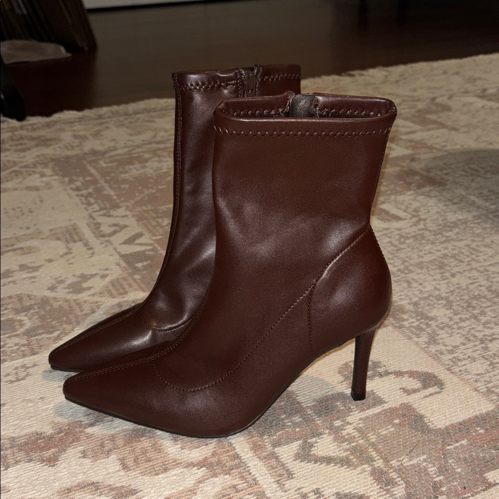 Chocolate Brown kitten heel booties
